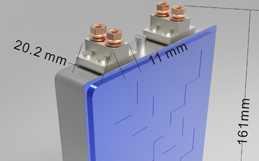 天康鈦酸鋰電池2.4V/26Ah外形圖 天康鈦酸鋰電池2.4V/26Ah外形圖