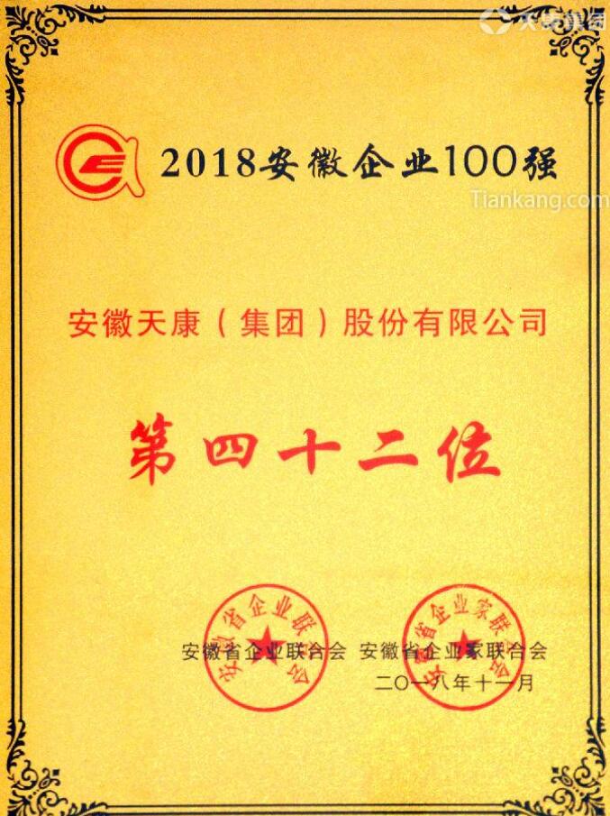 2018安徽企業(yè)100強 2018安徽企業(yè)100強